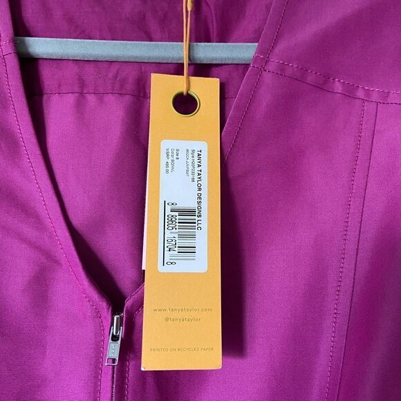 NWT Tanya Taylor Becca Purple Jumpsuit Bougainvilea Puff Sleeve Size 8 - Picture 12 of 12